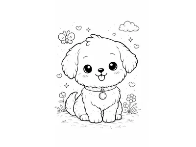 Kleurplaat schattige puppy