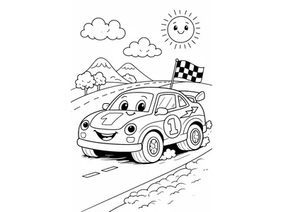 Kleurplaat raceauto simpel