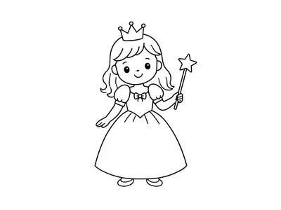 Kleurplaat prinses met toverstaf