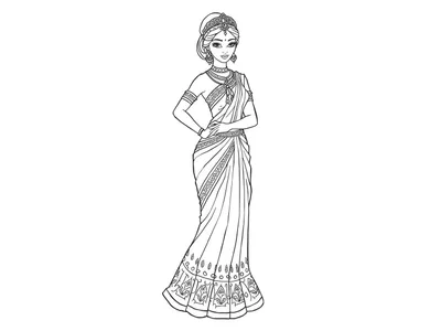 Kleurplaat indiase prinses