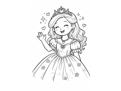 Kleurplaat vrolijke prinses