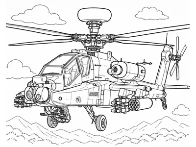 Kleurplaat Apache helikopter