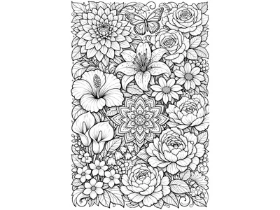 Kleurplaat volwassenen bloemen 5