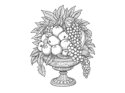 Kleurplaat volwassenen fruitschaal