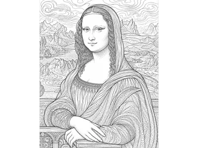 Kleurplaat Mona Lisa