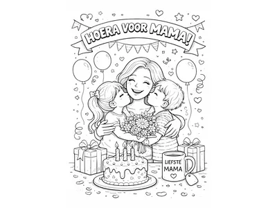 Kleurplaat verjaardag mama