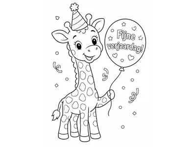 Kleurplaat verjaardag giraffe
