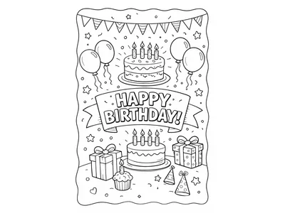 Kleurplaat verjaardag happy birthday