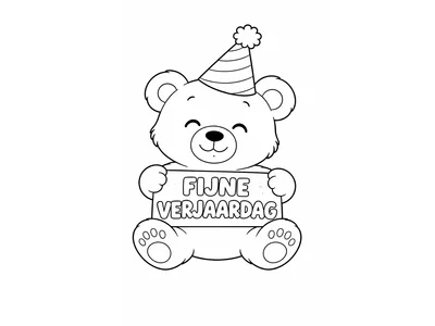 Kleurplaat verjaardag beertje