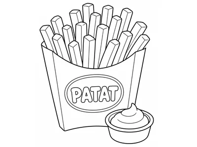 Kleurplaat zak patat