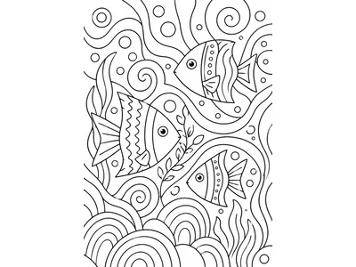 Kleurplaat abstract vis thema