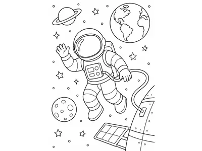 Kleurplaat astronaut