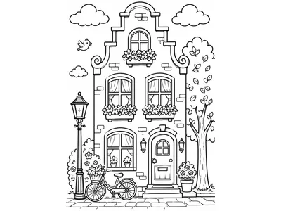 Kleurplaat huis trapgevel