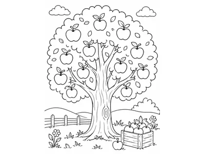 Kleurplaat appelboom