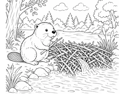 Kleurplaat bever