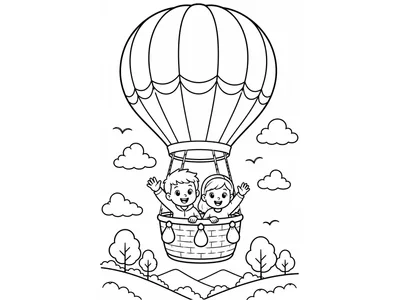 Kleurplaat luchtballon