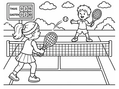 Kleurplaat tennis