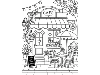 Kleurplaat café