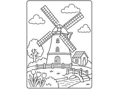 Kleurplaat molen