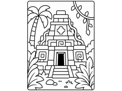 Kleurplaat jungle tempel