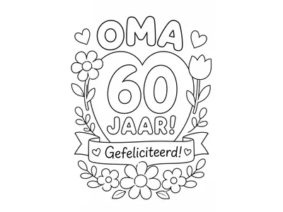 Kleurplaat verjaardag oma 60 jaar