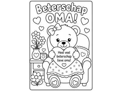 Kleurplaat beterschap oma