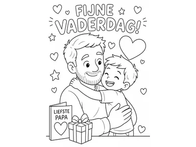 Kleurplaat Vaderdag, vader en zoon