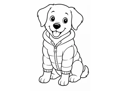 Kleurplaat hond met jasje