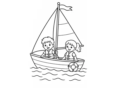 Kleurplaat zeilboot