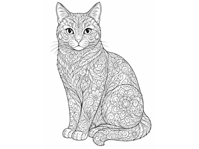 Kleurplaat volwassenen kat
