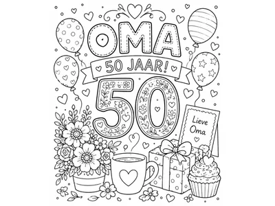 Kleurplaat verjaardag oma 50 jaar
