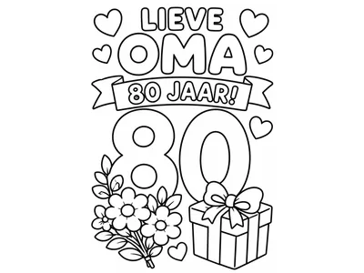 Kleurplaat oma 80 jaar