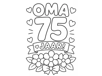 Kleurplaat oma 75 jaar