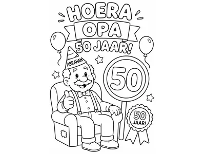 Kleurplaat opa 50 jaar