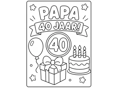 Kleurplaat verjaardag papa 40 jaar