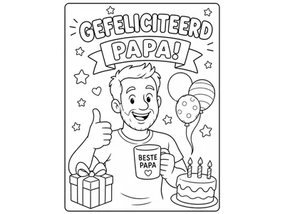 Kleurplaat gefeliciteerd papa