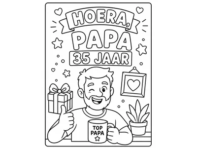 Kleurplaat papa 35 jaar