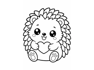 Kawaii kleurplaat schattige egel