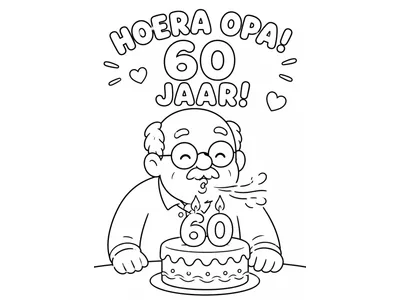 Kleurplaat opa jarig 60 jaar
