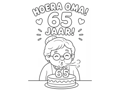 Kleurplaat oma 65 jaar