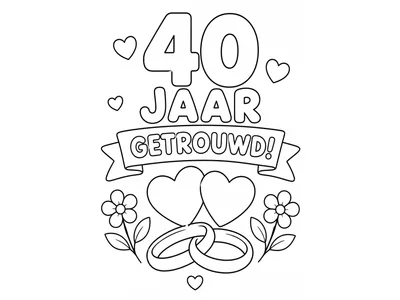 Kleurplaat 40 jaar getrouwd