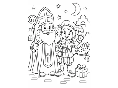 Kleurplaat sinterklaas en piet