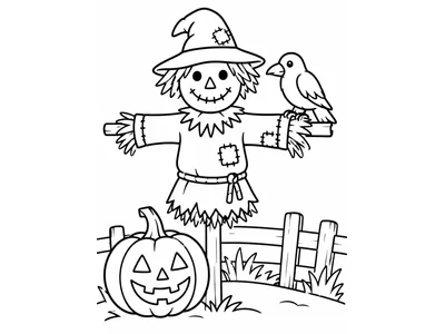 Kleurplaat Halloween vogelverschrikker