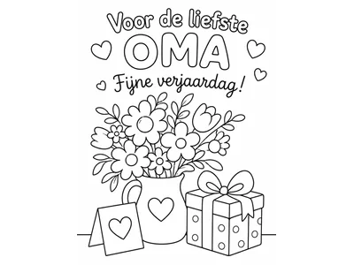 Kleurplaat verjaardag oma