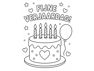 Kleurplaat fijne verjaardag