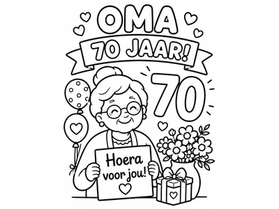 Kleurplaat oma 70