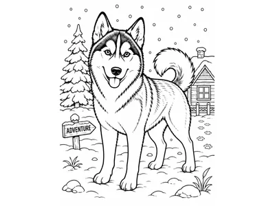 Kleurplaat Husky