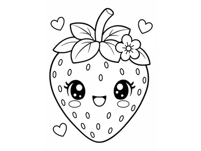 Kawaii kleurplaat aardbei