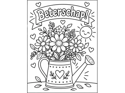 Kleurplaat beterschap bloemen