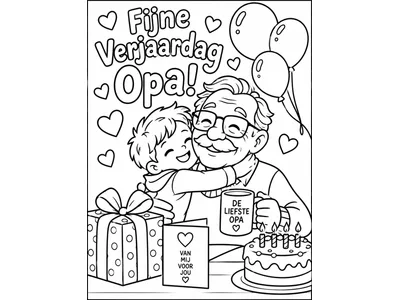 Kleurplaat fijne verjaardag opa